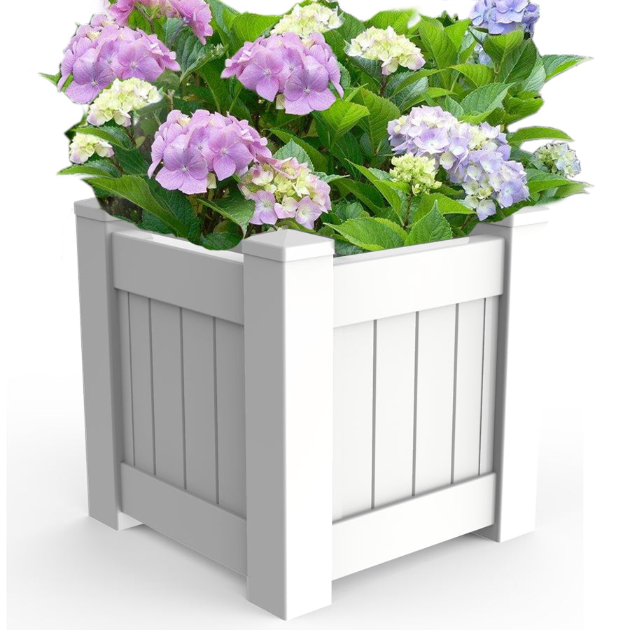 Square PVC Planter Box 17.7x17.7x17.7in (White)